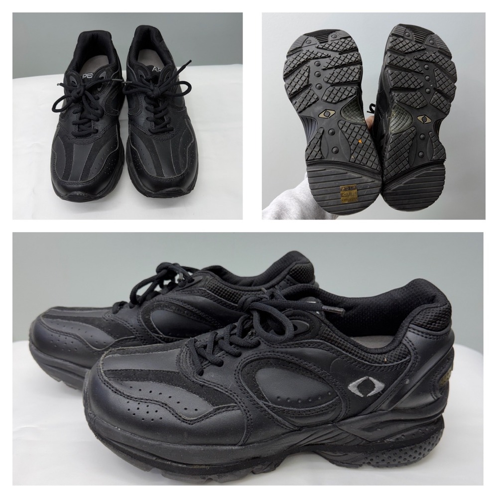 Apex X801‎ Lenex Mens 7.5 Wide Black Leather Walking Sneakers Orthopedic